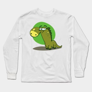 funny dino cartoon style dinosaur illustration Long Sleeve T-Shirt